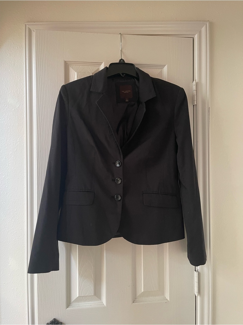 The Limited Black Tailored Pinstripe Blazer Suit Jacket